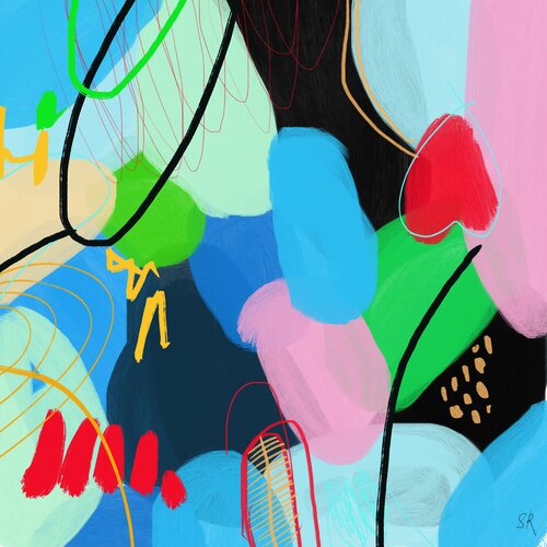 270220235 Cerulean Skies and coral heart Extra large abstract Giclée print on canvas, wall art - Limited Edition of 5 Print by Sasha Robinson, Print for Sale on Singulart