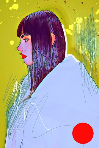 Strawberry lingerie - Extra large abstract artwork, Giclée print on canvas, red dot, woman, wall art - Limited Edition of 10 Print by Sasha Robinson, Print for Sale on Singulart