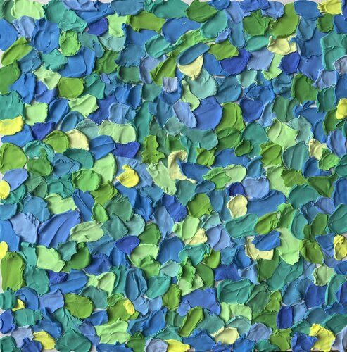 Mint Whispers: Lush and Organic Abstract Relief in Radiant teal sculpture painting di Sasha Robinson, Pittura in vendita su Singulart