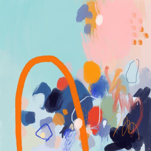 SKY BLUE AND CREPE PINK ABSTRACT ARTWORK de Sasha Robinson, Digital a la venta en Singulart