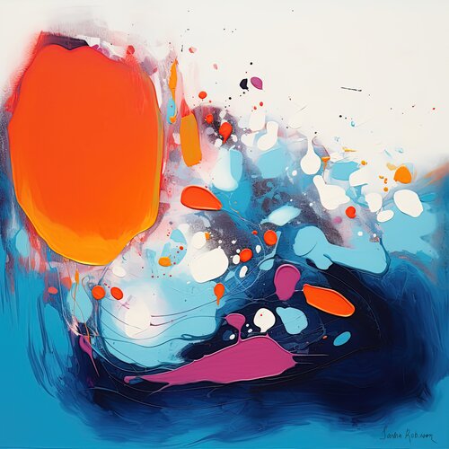 Ebony White and reddish orange 0412231 by Sasha Robinson, Digital for Sale on Singulart