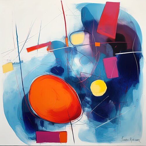 Royal blue and bright orange circle 0412234 von Sasha Robinson, Digital kaufen auf Singulart