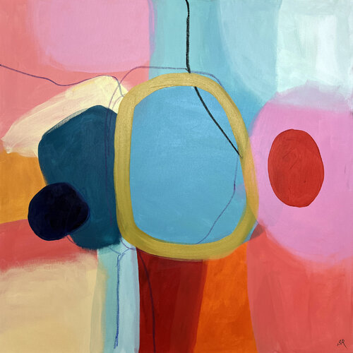 Pink blue and red abstract 2412231 de Sasha Robinson, Pintura a la venta en Singulart