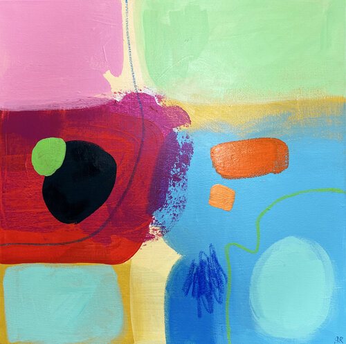 Blue teal and magenta abstract 2412232 van Sasha Robinson, Schilderij te koop op Singulart