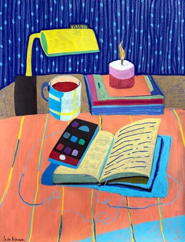 Quiet Desk in Blue Light von Sasha Robinson, Werk auf Papier kaufen auf Singulart