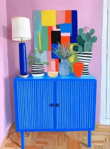 Bright Blue Sideboard by Sasha Robinson, Print for Sale on Singulart