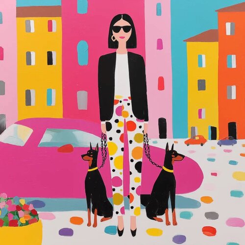 Chic Woman with Dobermans Sasha Robinson