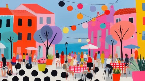 Festive Street Scene von Sasha Robinson, Druck kaufen auf Singulart