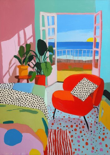 Contemporary Bedroom Scene von Sasha Robinson, Druck kaufen auf Singulart