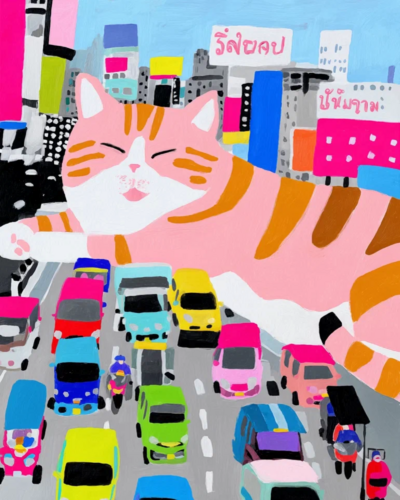 Giant Orange Cat in Bangkok von Sasha Robinson, Druck kaufen auf Singulart