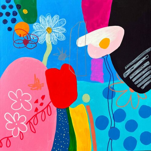 Naive Flowers with Polka Dots van Sasha Robinson, Schilderij te koop op Singulart