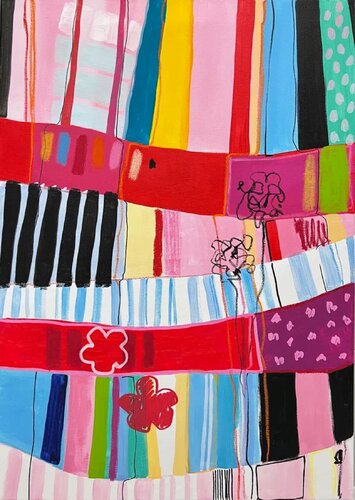Patchwork with Stripes di Sasha Robinson, Pittura in vendita su Singulart
