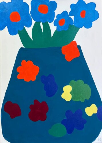 Blue Flowers in Vase di Sasha Robinson, Pittura in vendita su Singulart
