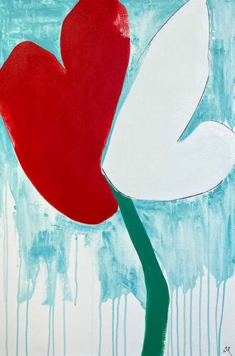 Red and crisp white petals van Sasha Robinson, Schilderij te koop op Singulart
