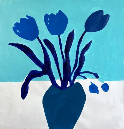 Minimalist Blue Tulips de Sasha Robinson, Pintura a la venta en Singulart