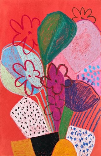 Colorful Vase with Flowers van Sasha Robinson, Werk op papier te koop op Singulart