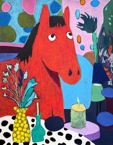 Still Life with a Red Horse van Sasha Robinson, Werk op papier te koop op Singulart