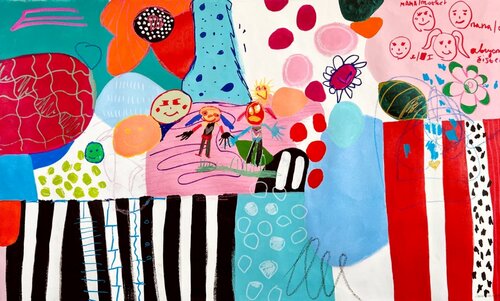 Bold Shapes Playful Symbols van Sasha Robinson, Schilderij te koop op Singulart