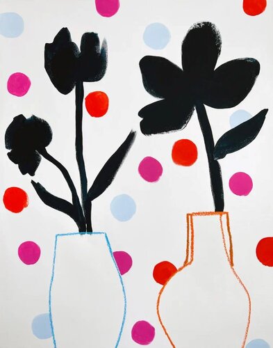 Flowers Polka Dot Background by Sasha Robinson, Painting for Sale on Singulart