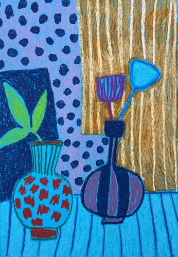 Blue Vases and Flowers by Sasha Robinson, Work on Paper for Sale on Singulart