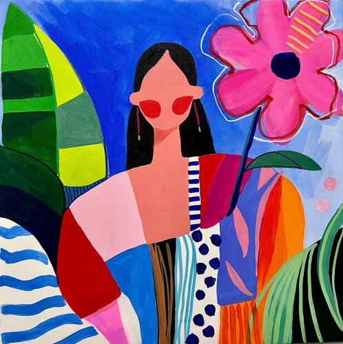 Woman with Flowers van Sasha Robinson, Schilderij te koop op Singulart