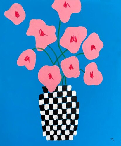 Minimalist Pink Flower di Sasha Robinson, Pittura in vendita su Singulart