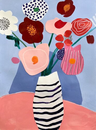 Pink Flowers on pale blue van Sasha Robinson, Schilderij te koop op Singulart