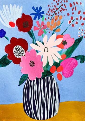 Bold Colorful Flowers van Sasha Robinson, Schilderij te koop op Singulart