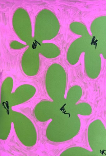 Pink and Green flowers van Sasha Robinson, Schilderij te koop op Singulart