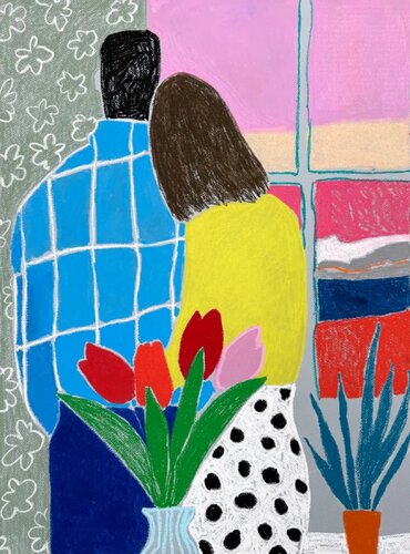 Lovers by the Window by Sasha Robinson, Work on Paper for Sale on Singulart