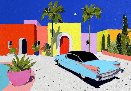 Moonlit Colorful Street by Sasha Robinson, Print for Sale on Singulart