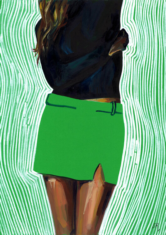 GIRL IN GREEN SKIRT - Large Abstract Pop art Giclée print on Canvas - Limited Edition of 25 Print Sasha Robinson