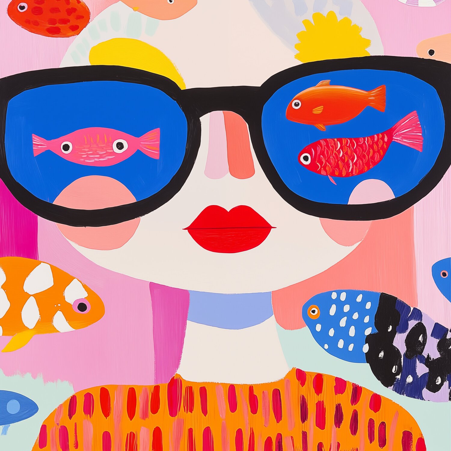 Surreal Fish-Glasses Girl Sasha Robinson