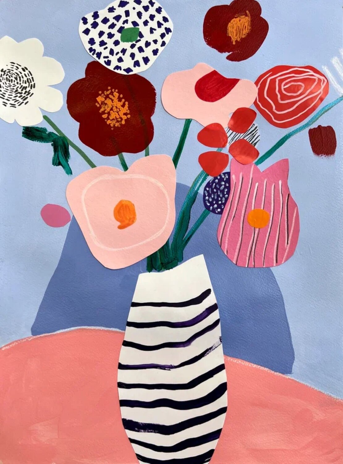 Pink Flowers on pale blue Sasha Robinson