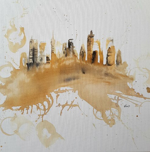 Coffee city par Johanna Sanna, Peinture en vente sur Singulart