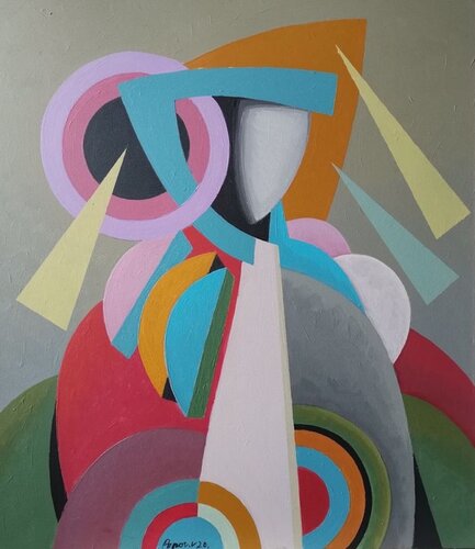 Fater der Geistigen Konstruktivismus in Blau by Victor Popov, Painting for Sale on Singulart
