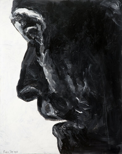 Black granit head in profile von Anders Post, Malerei kaufen auf Singulart