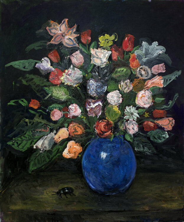 Flowers in a blue vase Anders Post
