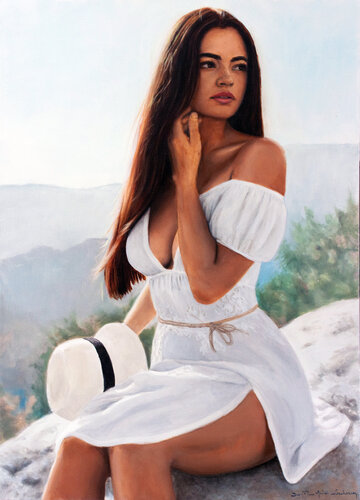 Sur le rocher (Alina 06) par Jean-Pierre André Leclercq, Peinture en vente sur Singulart