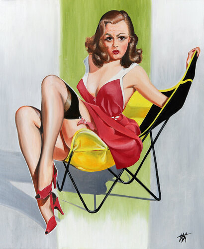 Pin-Up ! d'après Elvgren. van Jean Jacques Venturini, Schilderij te koop op Singulart