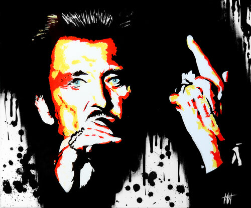 Johnny Hallyday "J'en parlerais au diable/2" van Jean Jacques Venturini, Schilderij te koop op Singulart