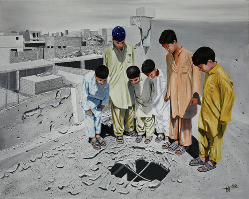 Peshawar impact van Jean Jacques Venturini, Schilderij te koop op Singulart
