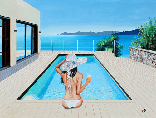 Aqua blue van Jean Jacques Venturini, Schilderij te koop op Singulart