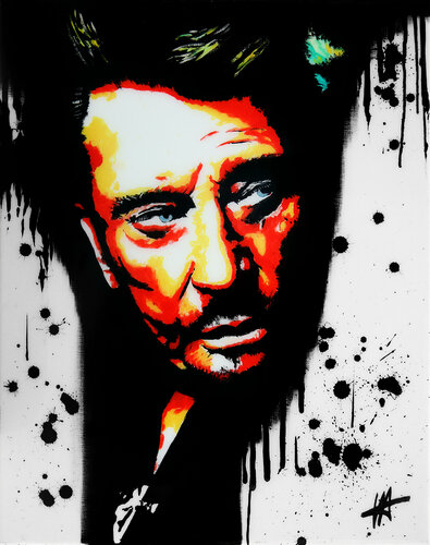Johnny Hallyday "J'en parlerais au diable/1" van Jean Jacques Venturini, Schilderij te koop op Singulart