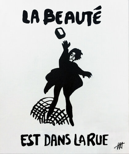" La beauté est dans la rue" Fac-similé affiche Mai 68 van Jean Jacques Venturini, Schilderij te koop op Singulart