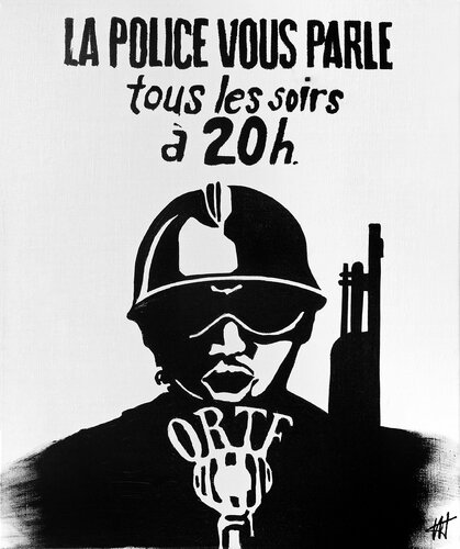 "  La police vous parle…"  Fac-similé affiche Mai 68 van Jean Jacques Venturini, Schilderij te koop op Singulart