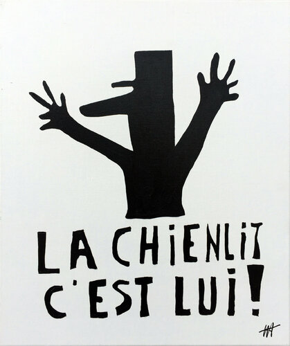 " La chienli c'est lui "  Fac-similé affiche Mai 68 van Jean Jacques Venturini, Schilderij te koop op Singulart