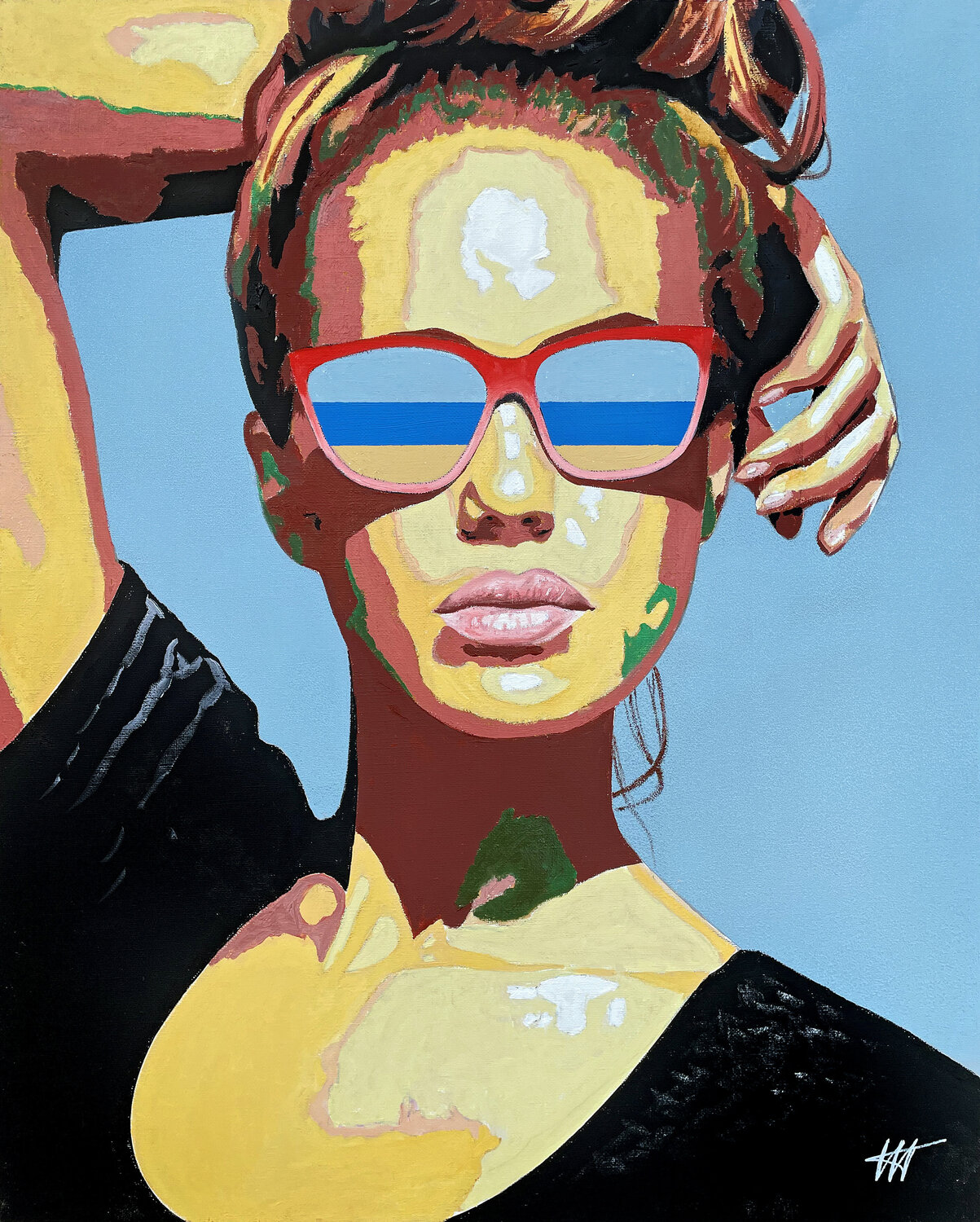 Femme à lunette/10 Jean Jacques Venturini Originalgemälde zu verkaufen