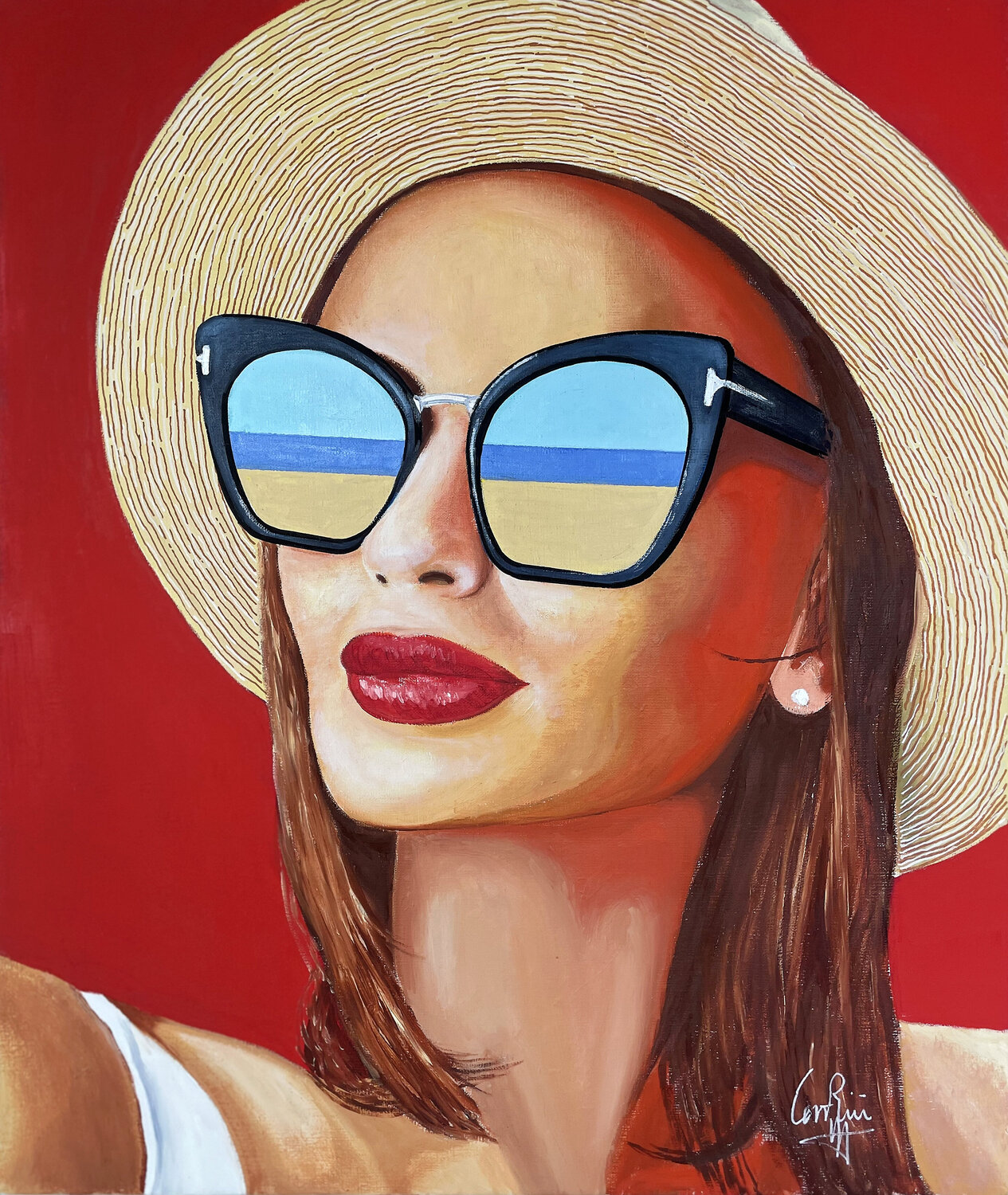 Femme à lunette/12 Jean Jacques Venturini Originalgemälde zu verkaufen