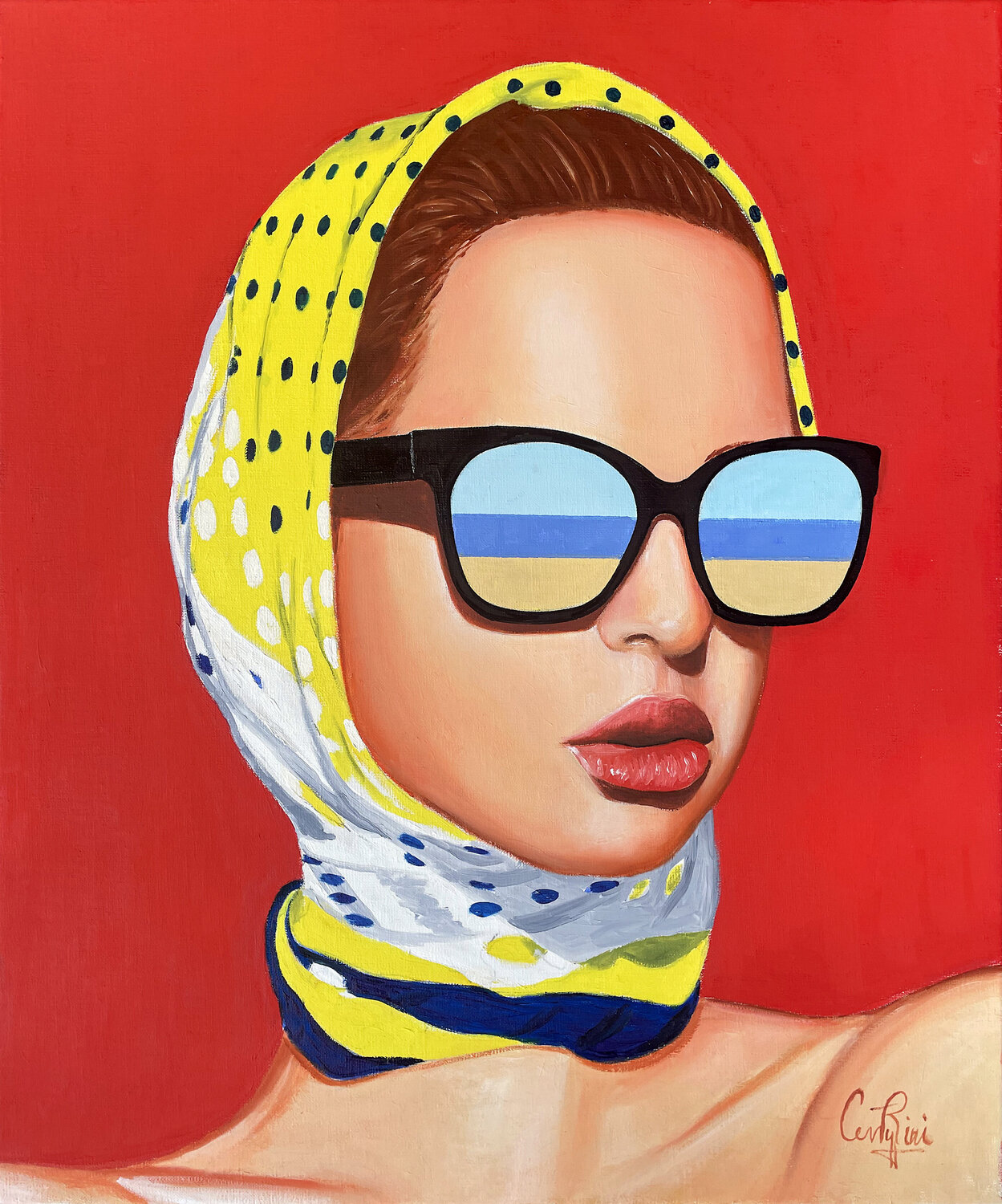 Femme à lunette/13 Jean Jacques Venturini Originalgemälde zu verkaufen